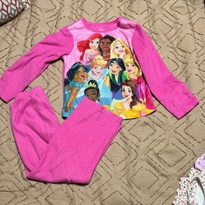 Disney Princess Hot Pink Girls' Pajama Set with Character Front